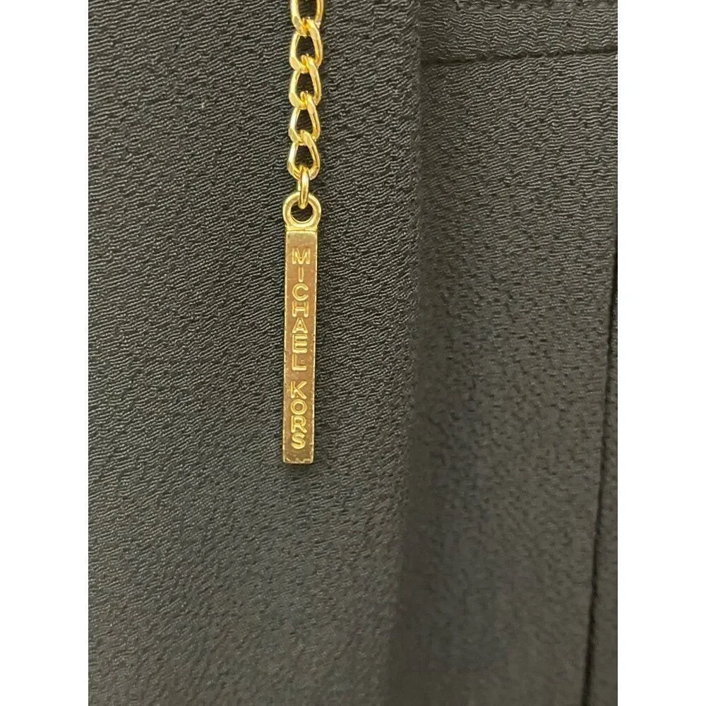 Michael Kors Women High / Low Gold Chain Lace - Up Shift Dress Size M